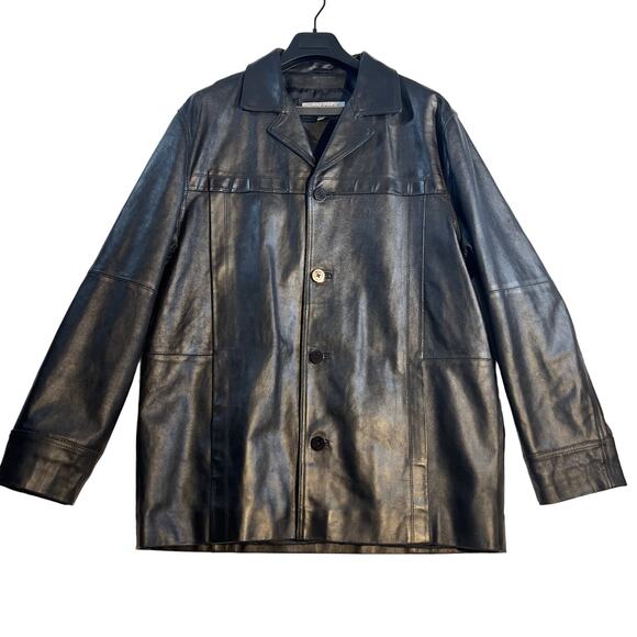 Wilson's Leather M. Julian Leather Jacket Men XL VINTAGE Lined Button Long Rough - Picture 1 of 14